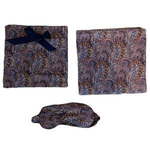 J. CREW Women's Liberty Sleep Gift Set In Blue Multi Pillow Case Eye Mask